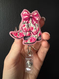 Floral Boots with Bow Badge Reel