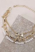 Bow Pearl Link Trio Set Bracelet